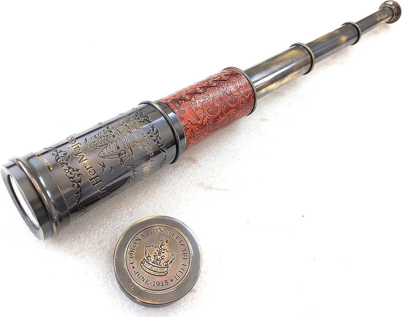 ALADEAN Vintage Spyglass Decorative Telescope - Pirate Style Scope Scout Gift (Her Majesty 20") - Image 3